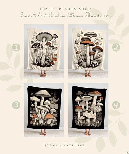 Aesthetic Mushroom Illustration Vintage Aesthetic | Mushroom Tapestry Woven | Mushroom Throw Blanket Toadstool Aesthetic | Mushroom Woodland