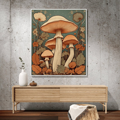 Art Deco Mushroom Art Woodland Decor | 70s Mushroom Tapestry Woven | Mushroom Throw Blanket Toadstool Aesthetic | Mushroom Woodland Vintage