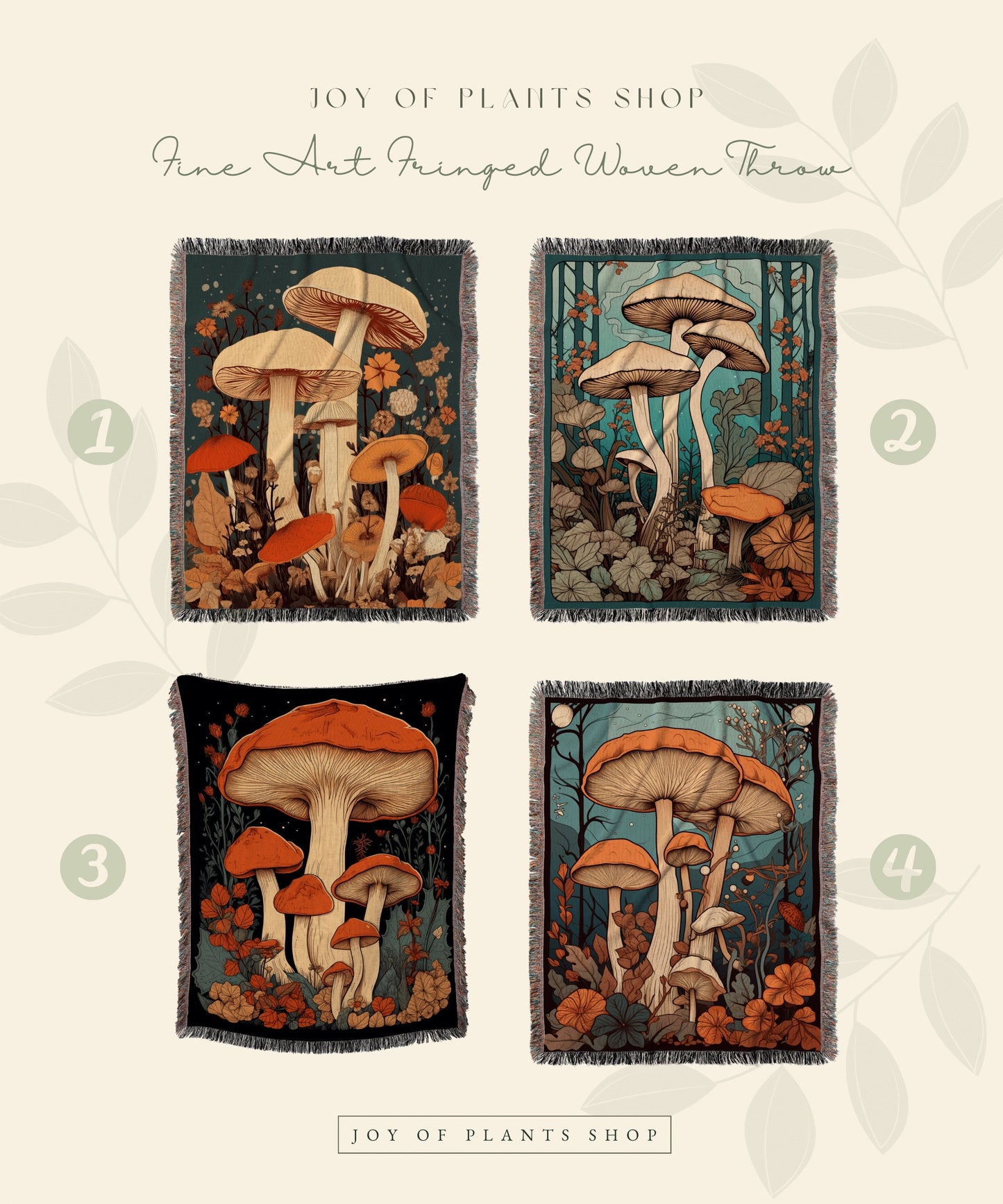 Celestial Mushroom Throw Blanket Cottagecore Decor | Mushroom Woven Throw Blanket Woodland Tapestry | Cottagecore Mushroom Vintage Blanket