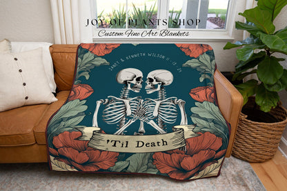 Custom 'Til Death Do Us Part' Tapestry Woven | Goth Wedding Custom Blanket Woven | Goth Decor Personalized Wedding Gift | Halloween Wedding