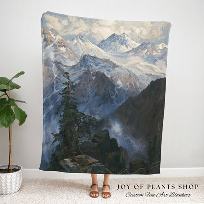 Misty Blue Mountain Range Landscape Tapestry Wall Hanging | Nature Aesthetic Blanket Woven Tapestry | Blue Tapestry Cool Tones Room Decor |