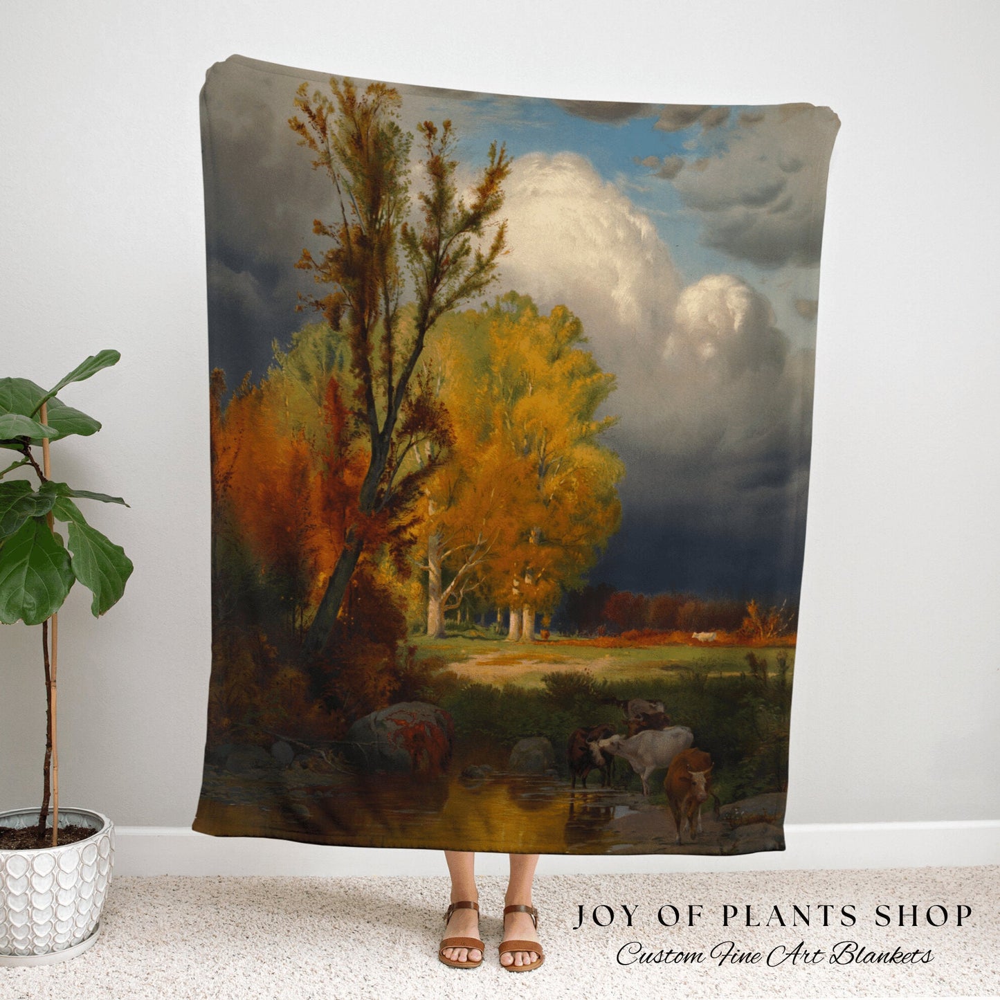 The Joy of Autumn Decor Blanket Woven Tapestry Wall Hanging | William Hart Artwork Blanket French Tapestry Woven Landscape Art History Decor