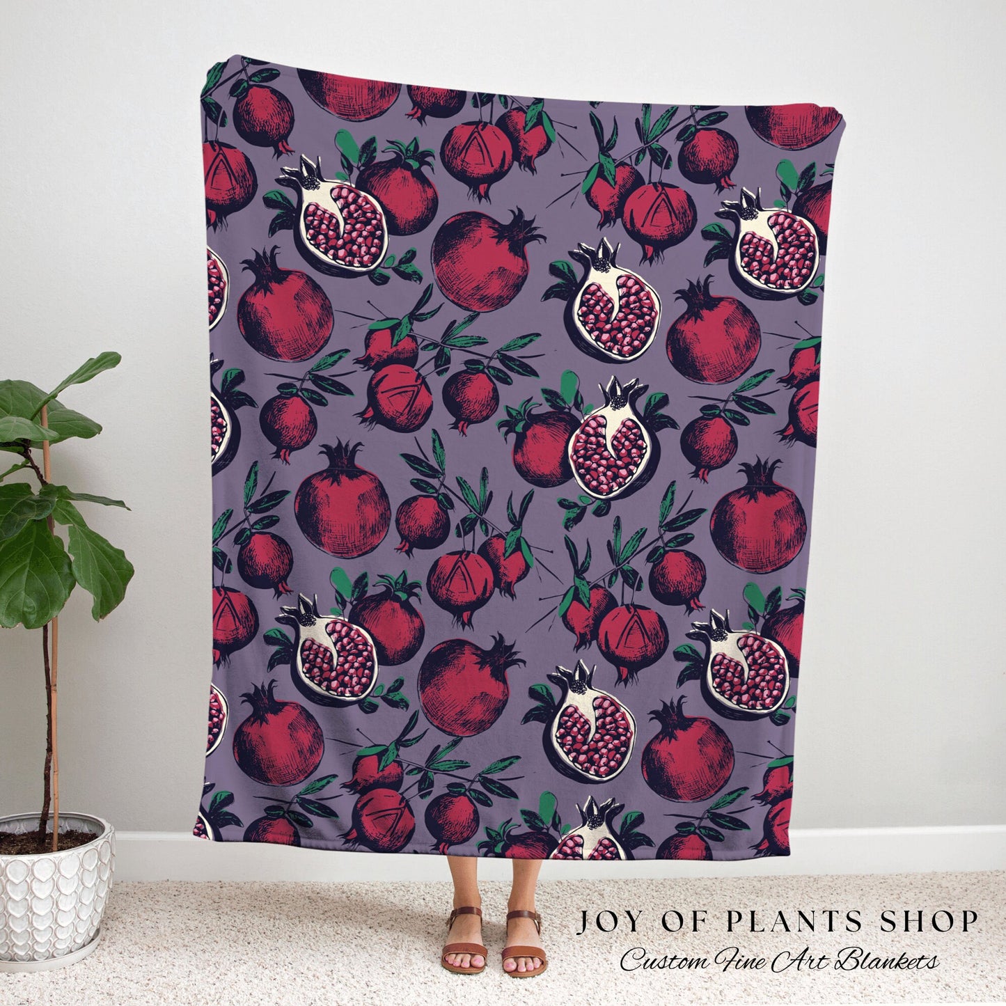 Purple Tapestry Pomegranate Blanket Woven | Pop Art Wall Art Pomrgranate Decor | Throw Blanket Pomegranate Tapestry Vintage Pomegranate |