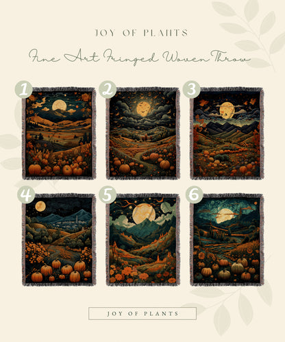 Woven Tapestry Pumpkin Patch Blanket Woven | Pumpkin Season Autumn Decor Vintage Tapestry | Woven Wall Hanging Tapestry Halloween Art Gothic