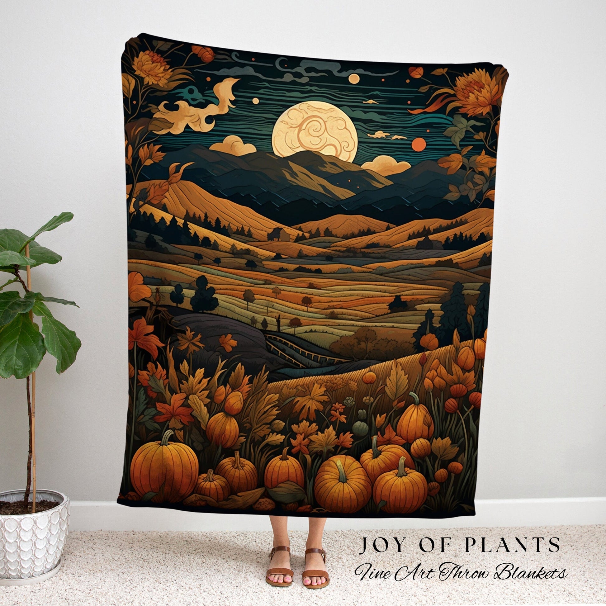 Woven Tapestry Pumpkin Patch Blanket Woven | Pumpkin Season Autumn Decor Vintage Tapestry | Woven Wall Hanging Tapestry Halloween Art Gothic