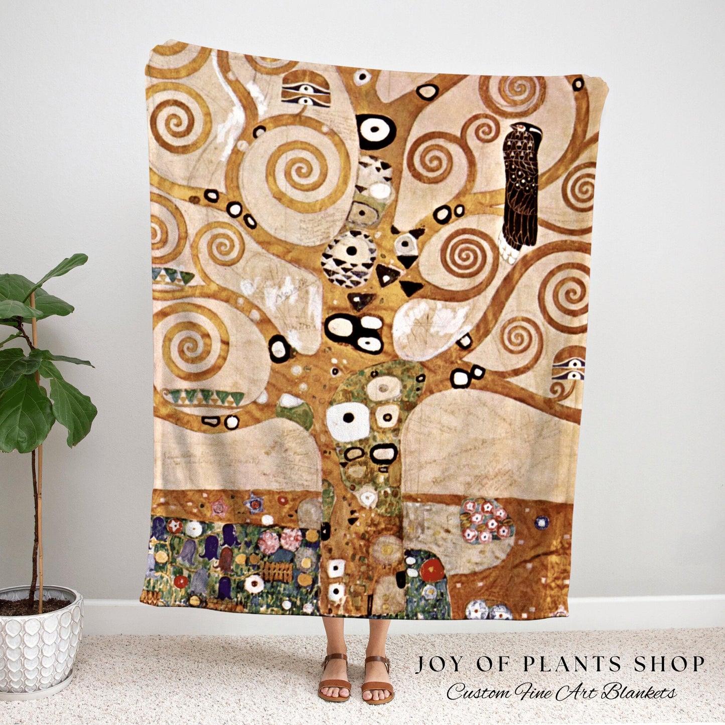 Tree of Life Painting Woven Blanket Fine Art | Gustav Klimt Wall Art Tapestry Blanket Woven | Maximalist Home Decor Eclectic Tapestry Famous