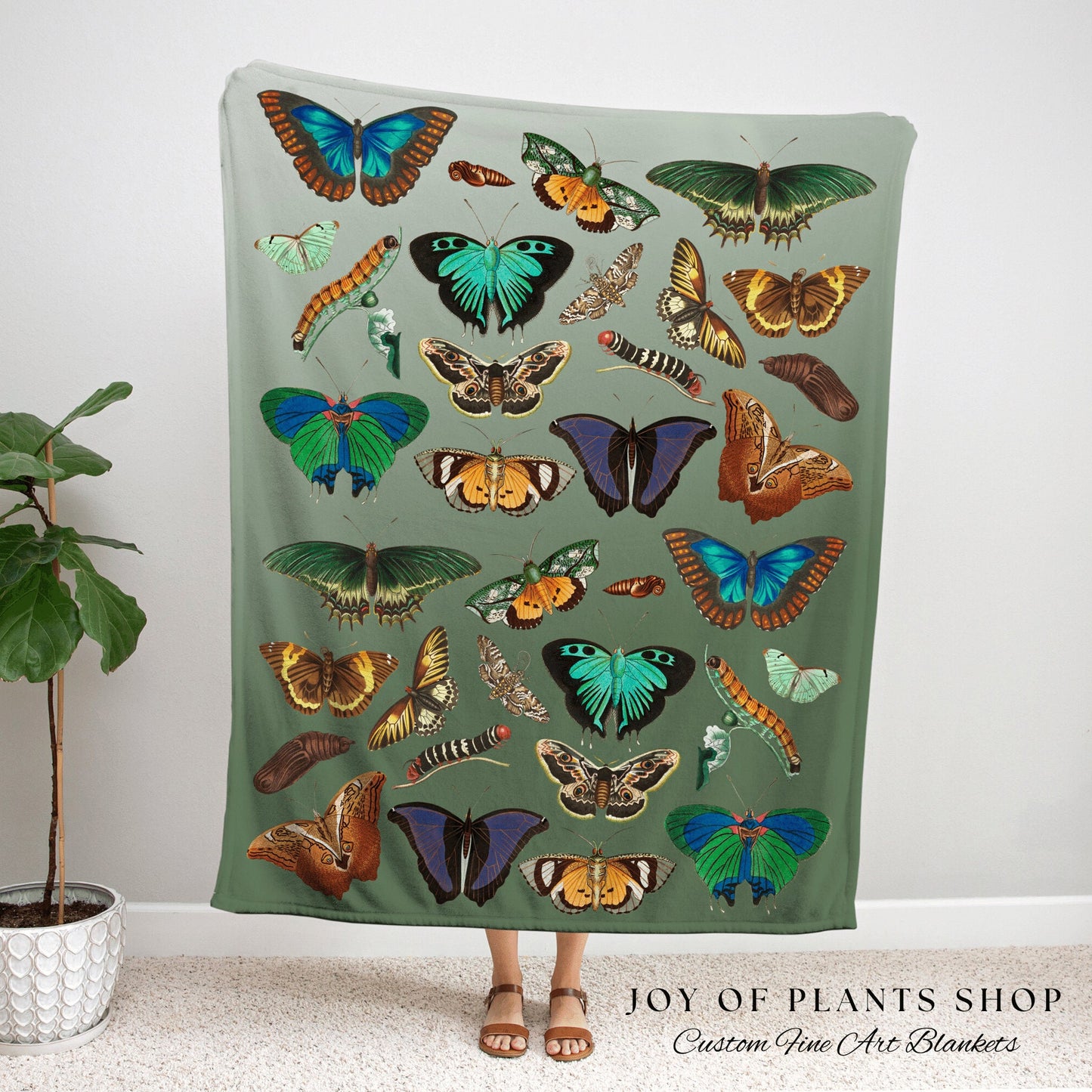 Butterfly and Moth Blanket Woven Throw Blanket | Butterfly Bedding Cottagecore Decor Celestial Woodland Aesthetic | Witchy Decor Moth Art |