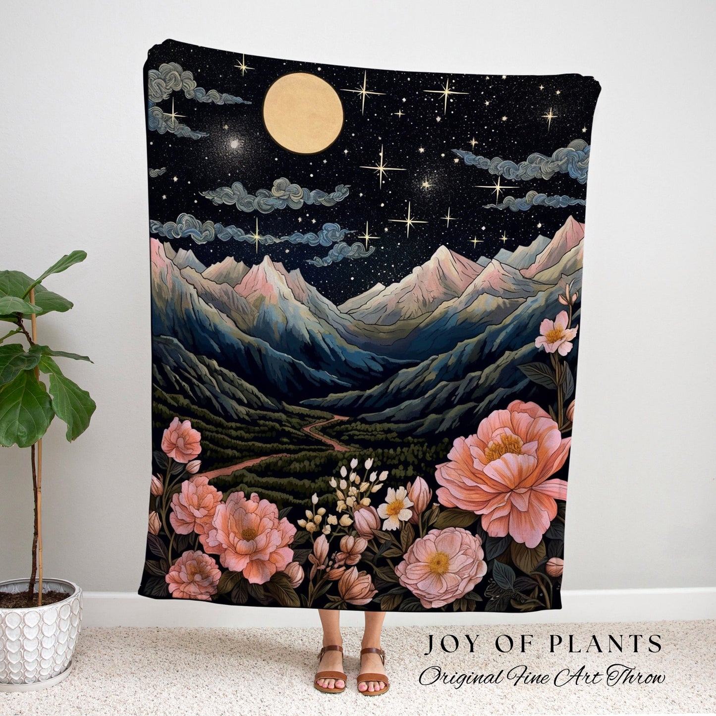 Peony Birth Flower Landscape Custom November Birthday Gift | Woven Blanket Personalized Birth Month Flower Art | November Birth Flower Peony