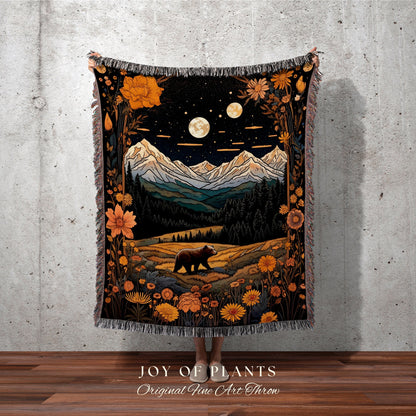 Fall Aesthetic Wall Art Landscape Tapestry Woven | Autumn Decor Vintage Floral Landscape Tapestry | Woven Wall Hanging Tapestry Cozy Decor |