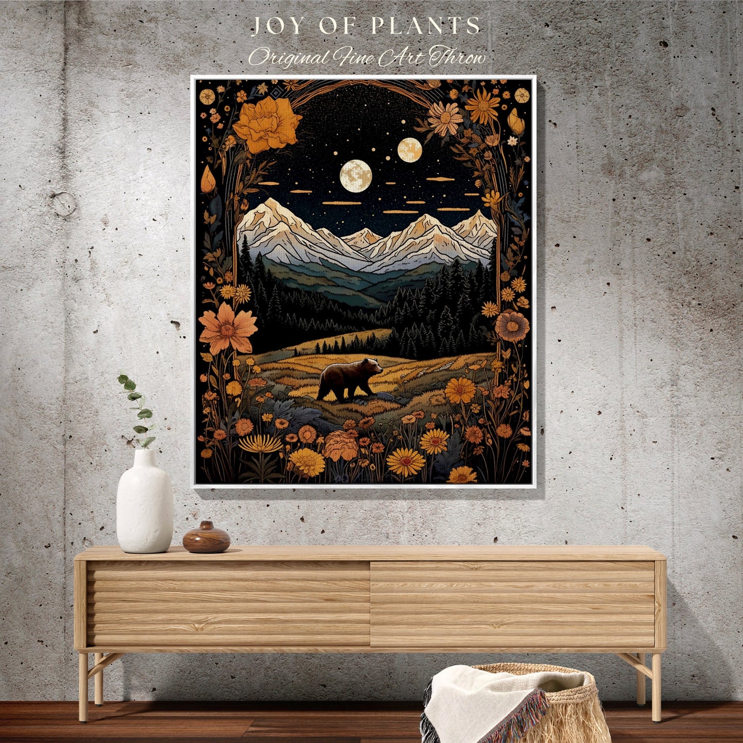 Fall Aesthetic Wall Art Landscape Tapestry Woven | Autumn Decor Vintage Floral Landscape Tapestry | Woven Wall Hanging Tapestry Cozy Decor |