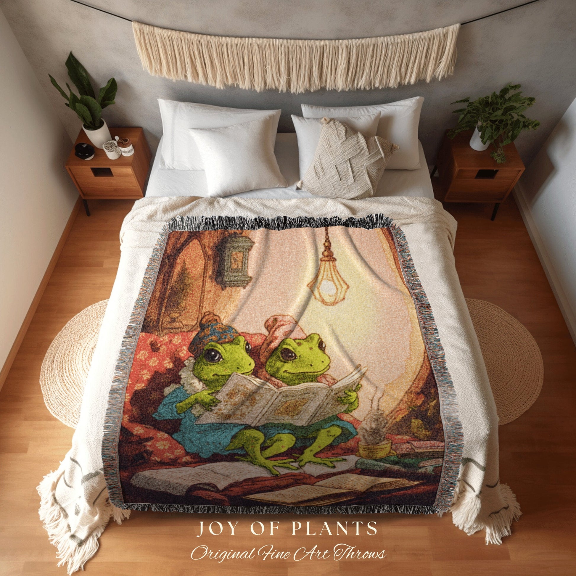 Vintage Toad Blanket Frog Tapestry Woven Art Blanket | Aesthetic Tapestry Cottagecore Decor Frog and Toad Wall Art Woven Throw Blanket |