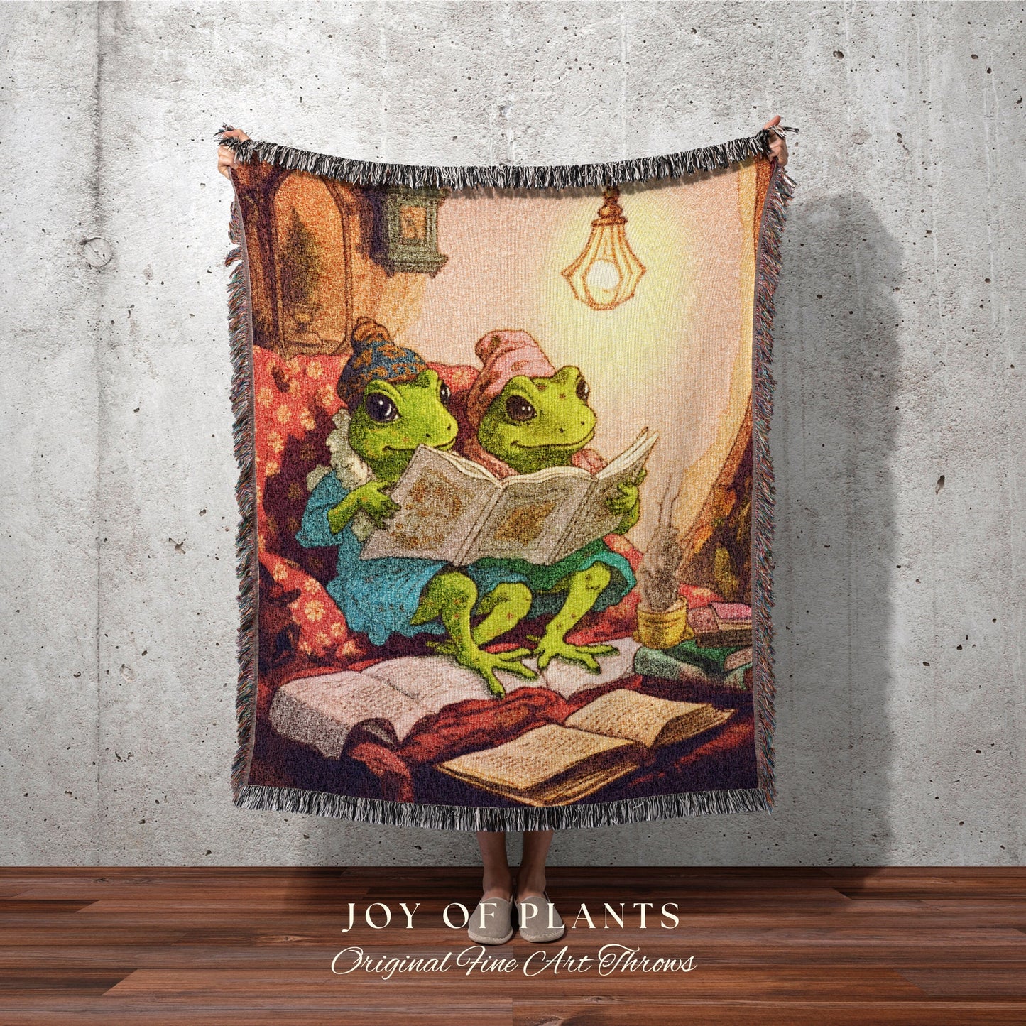 Vintage Toad Blanket Frog Tapestry Woven Art Blanket | Aesthetic Tapestry Cottagecore Decor Frog and Toad Wall Art Woven Throw Blanket |
