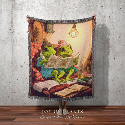 Vintage Toad Blanket Frog Tapestry Woven Art Blanket | Aesthetic Tapestry Cottagecore Decor Frog and Toad Wall Art Woven Throw Blanket |