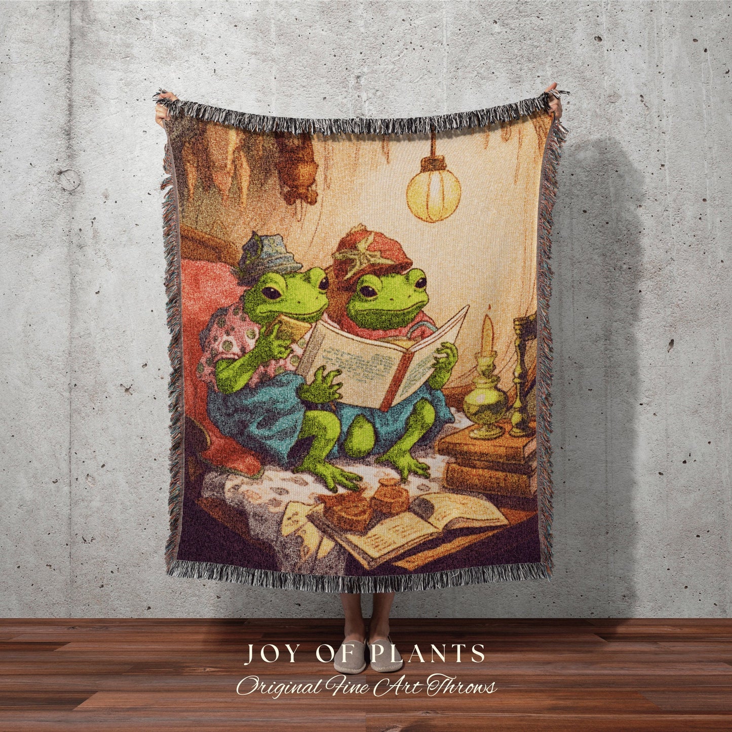 Cute Frog Blanket Toad Tapestry Woven Art Blanket | Aesthetic Tapestry Cottagecore Decor Frog and Toad Wall Art Woven Throw Blanket Vintage