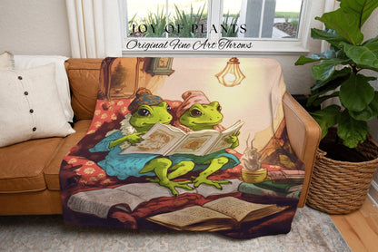 Vintage Toad Blanket Frog Tapestry Woven Art Blanket | Aesthetic Tapestry Cottagecore Decor Frog and Toad Wall Art Woven Throw Blanket |