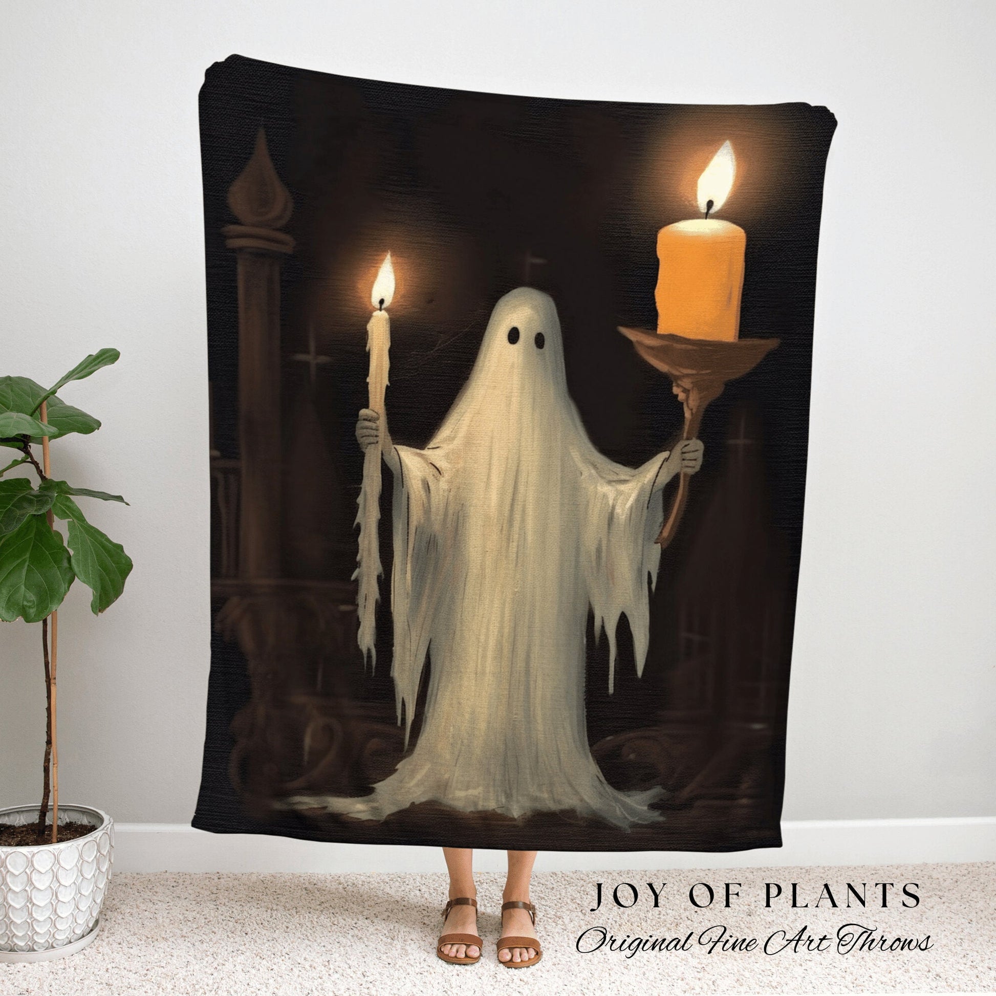 Macabre Art Tapestry Woven Throw Blanket Ghost Art | Macabre Home Decor Blanket Halloween Decor Bedroom Whimsigoth Tapestry Woven Blanket |