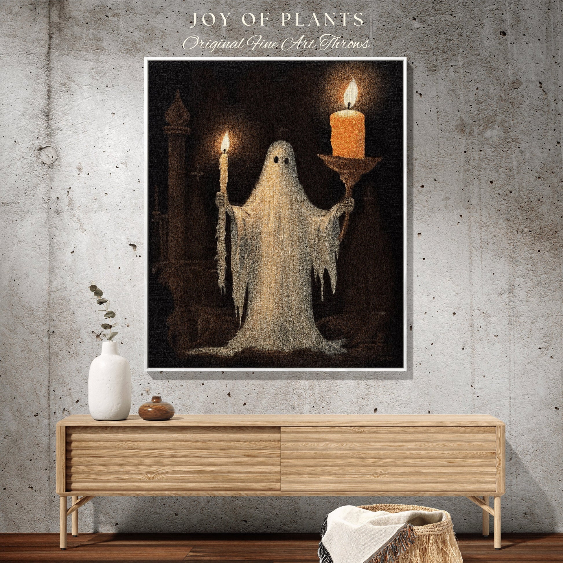 Macabre Art Tapestry Woven Throw Blanket Ghost Art | Macabre Home Decor Blanket Halloween Decor Bedroom Whimsigoth Tapestry Woven Blanket |