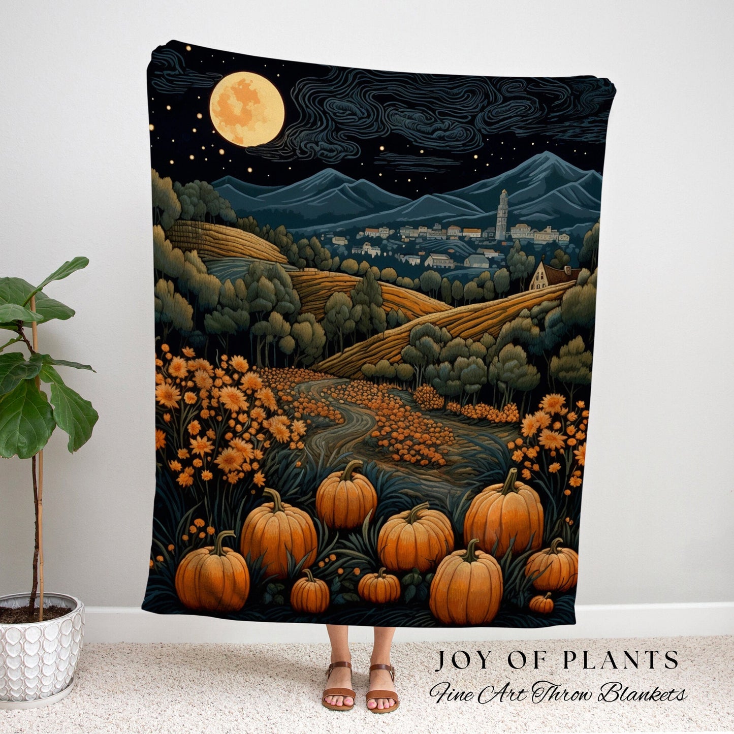 Pumpkin Patch Aesthetic Decor Blanket Woven | Pumpkin Season Autumn Decor Vintage Tapestry | Woven Wall Hanging Tapestry Cozy Art Gothic |