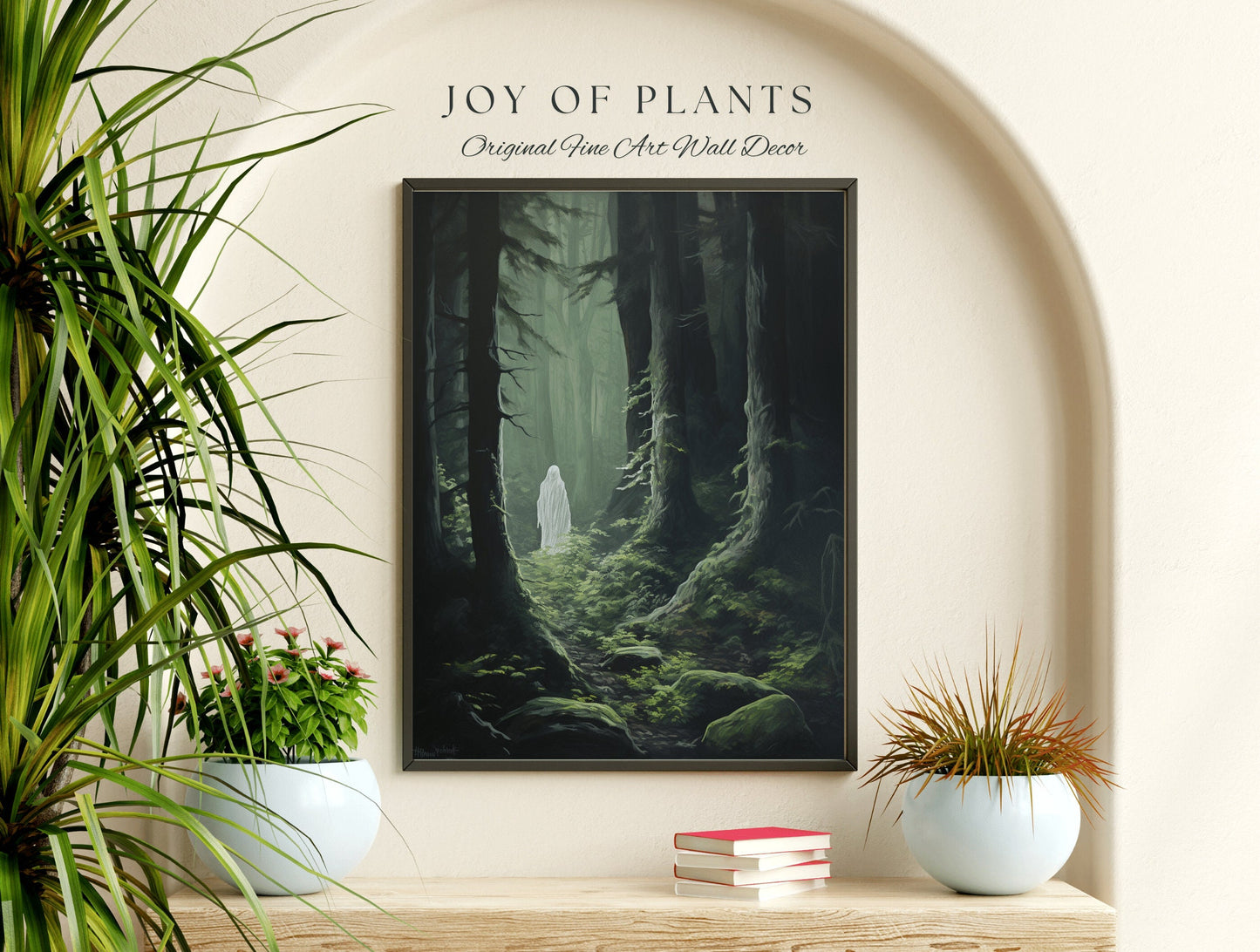 Moody Landscape Mossy Forest Ghost Painting Spooky Wall Art | Printable Wall Art Digital Download | Dark Cottagecore Decor Gothic Ghost Art