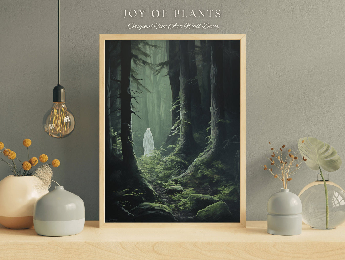 Moody Landscape Mossy Forest Ghost Painting Spooky Wall Art | Printable Wall Art Digital Download | Dark Cottagecore Decor Gothic Ghost Art