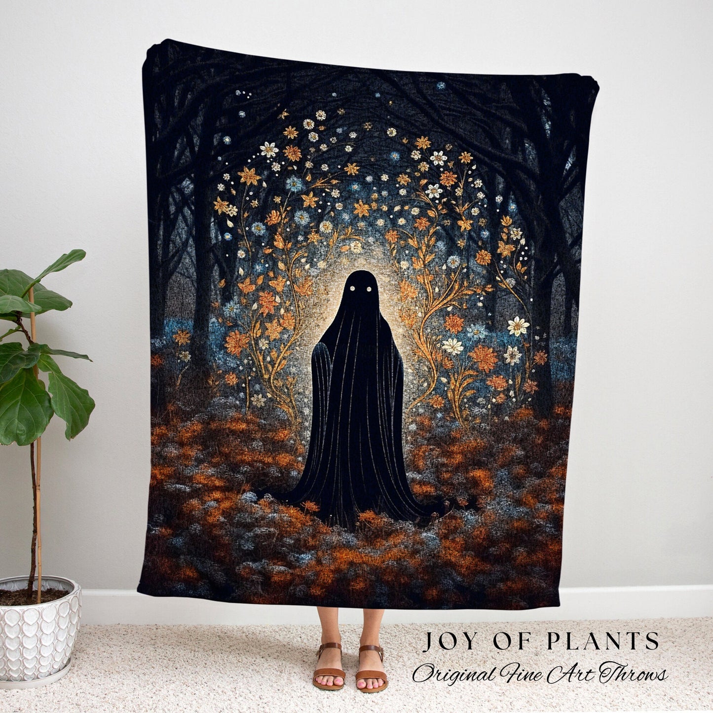 Ghost Tapestry Halloween Aesthetic Goth Blanket | Macabre Home Decor Blanket | Vintage Halloween Room Decor Goth | Ghost Painting Tapestry