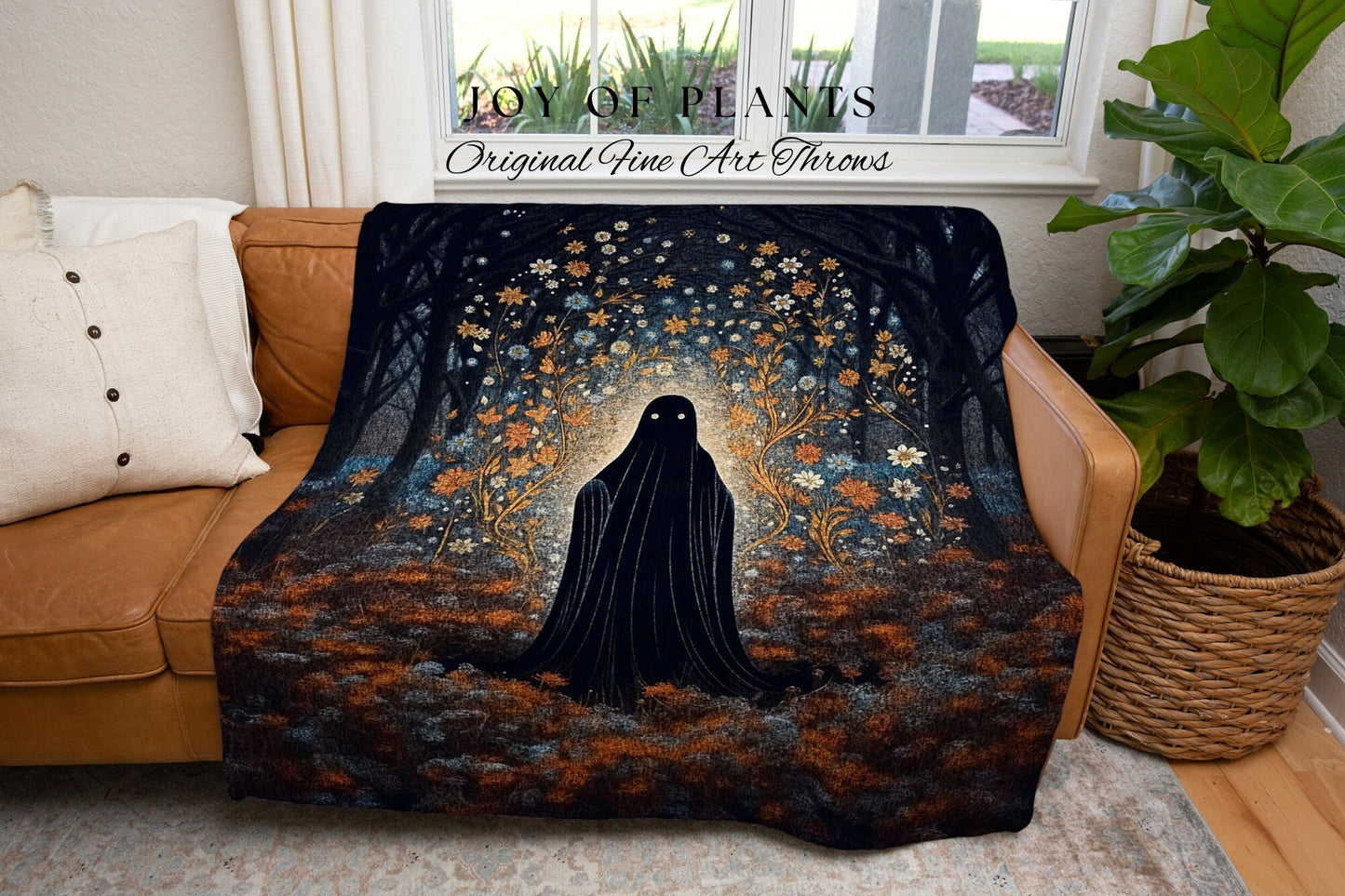 Ghost Tapestry Halloween Aesthetic Goth Blanket | Macabre Home Decor Blanket | Vintage Halloween Room Decor Goth | Ghost Painting Tapestry