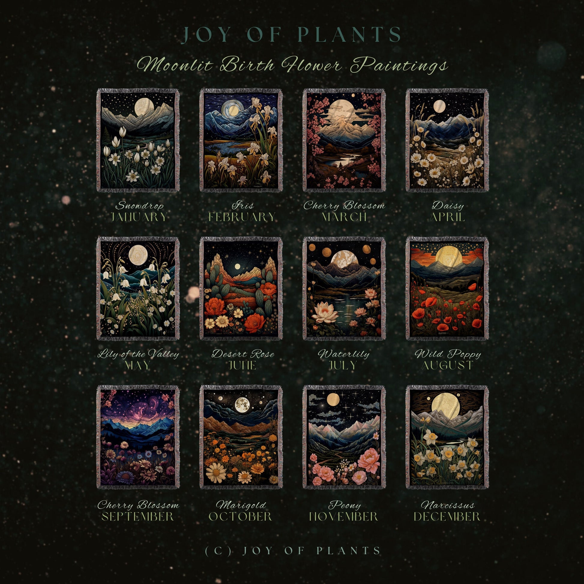 Peony Birth Flower Landscape Custom November Birthday Gift | Woven Blanket Personalized Birth Month Flower Art | November Birth Flower Peony