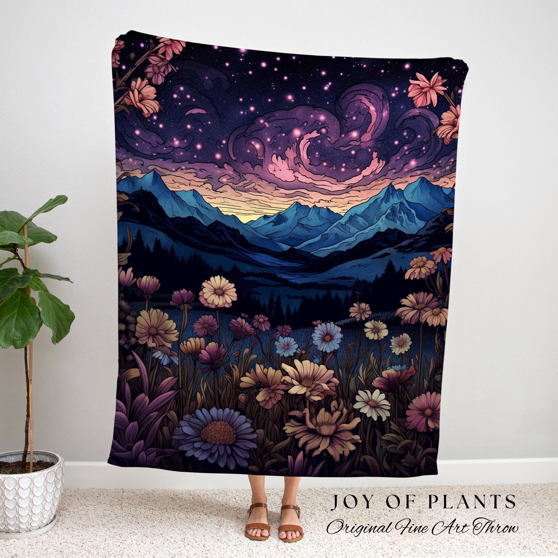 Aster Birth Flower September Birthday Custom Gift | Woven Blanket Personalized Birth Month Flower Tapestry | September Birth Flower Aster |