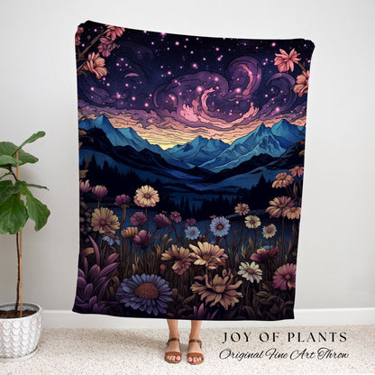 Aster Birth Flower September Birthday Custom Gift | Woven Blanket Personalized Birth Month Flower Tapestry | September Birth Flower Aster |