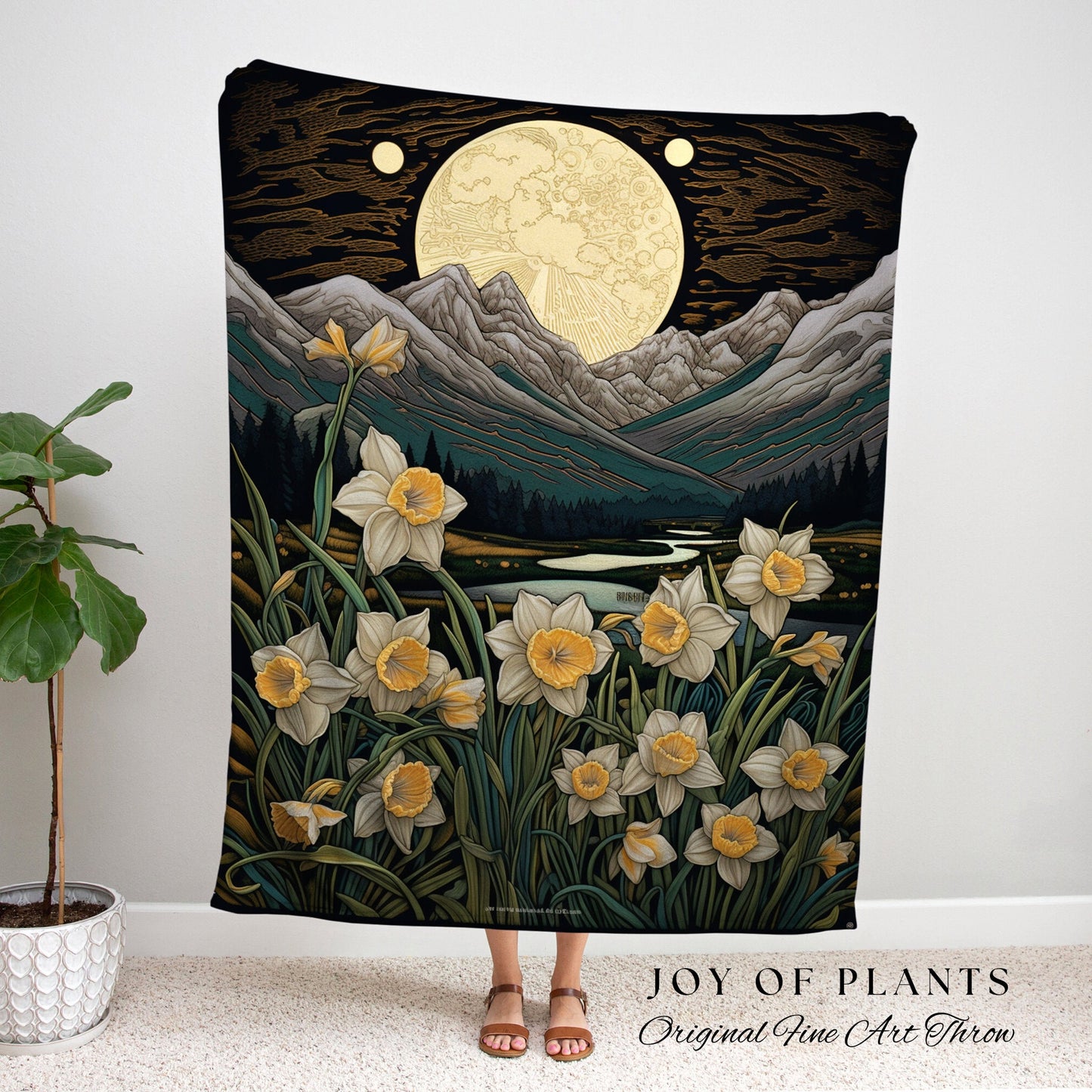 Narcissus Birth Flower Custom December Birthday Gift | Woven Blanket Personalized Birth Month Flower Art | Narcissus Birth Flower December |