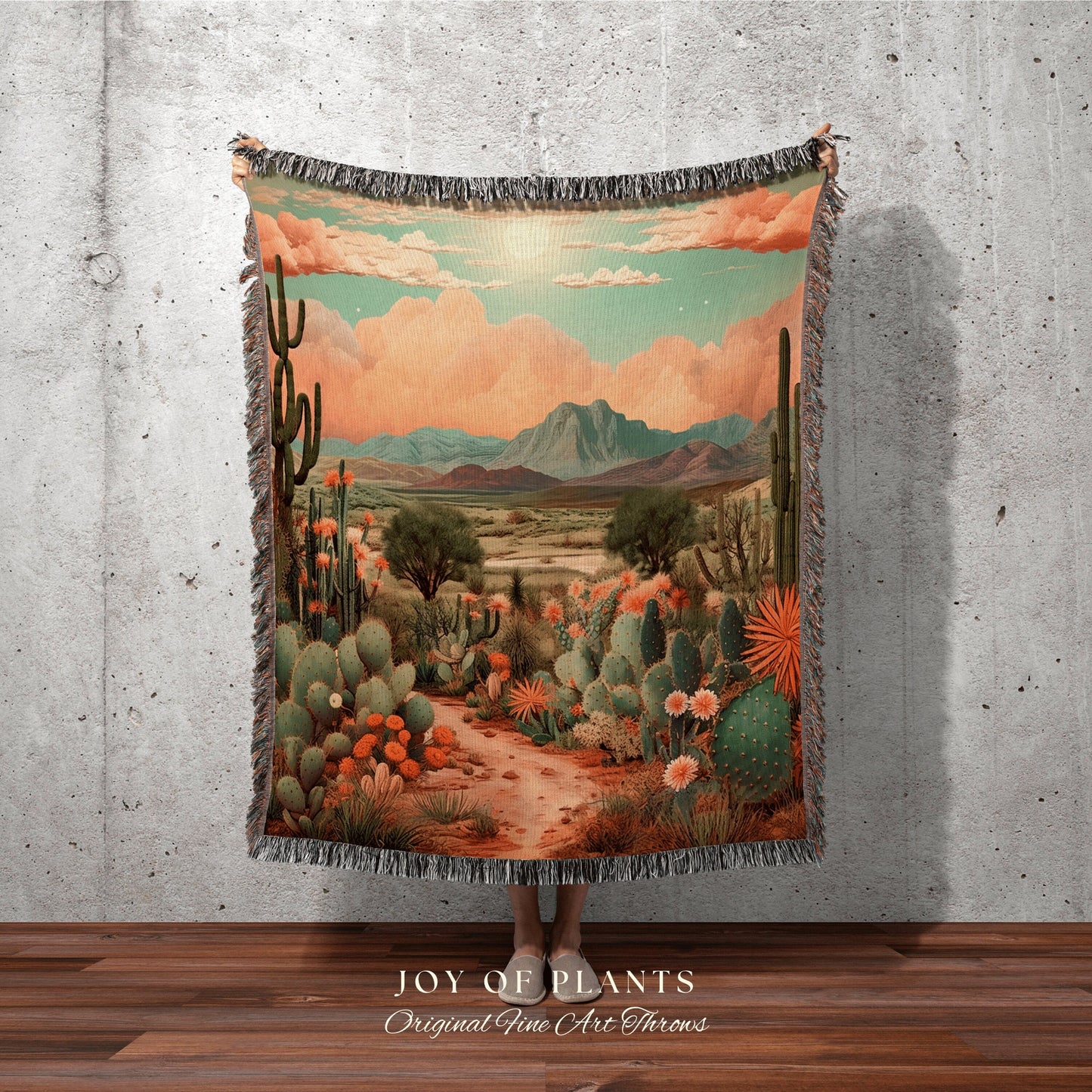 Desert Landscape Wall Art Woven Tapestry Wall Hanging | Desert Aesthetic Blanket Woven Tapestry | Landscape Tapestry Whimsical Room Decor