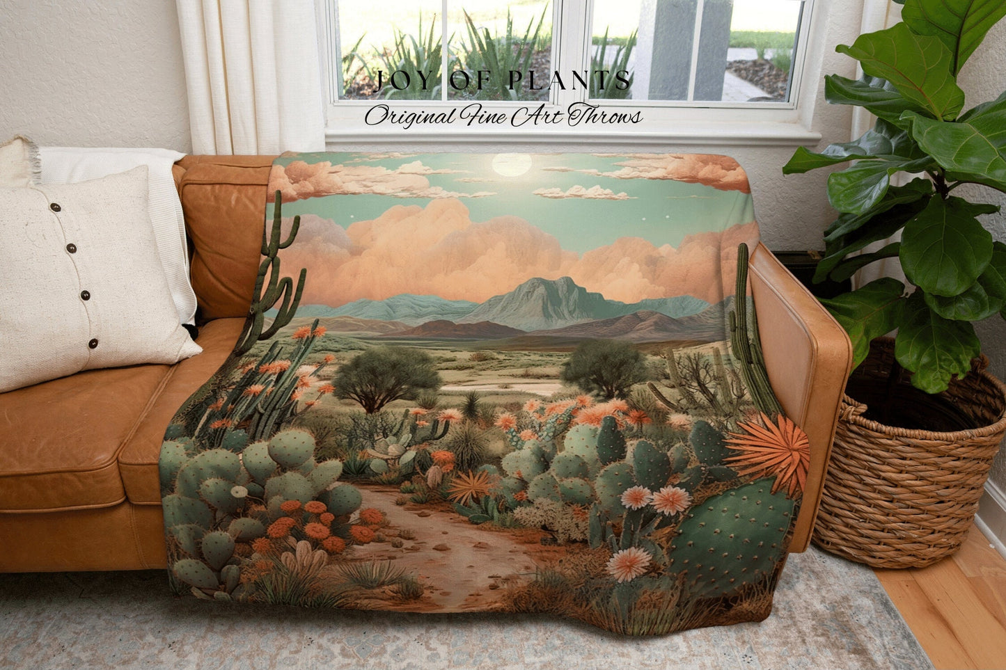 Desert Landscape Wall Art Woven Tapestry Wall Hanging | Desert Aesthetic Blanket Woven Tapestry | Landscape Tapestry Whimsical Room Decor