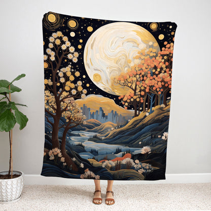 Lily of the Valley Birth Flower Tapestry Celestial Landscape | Custom May Birthday Gift Woven Blanket Personalized Birth Month Flower May |