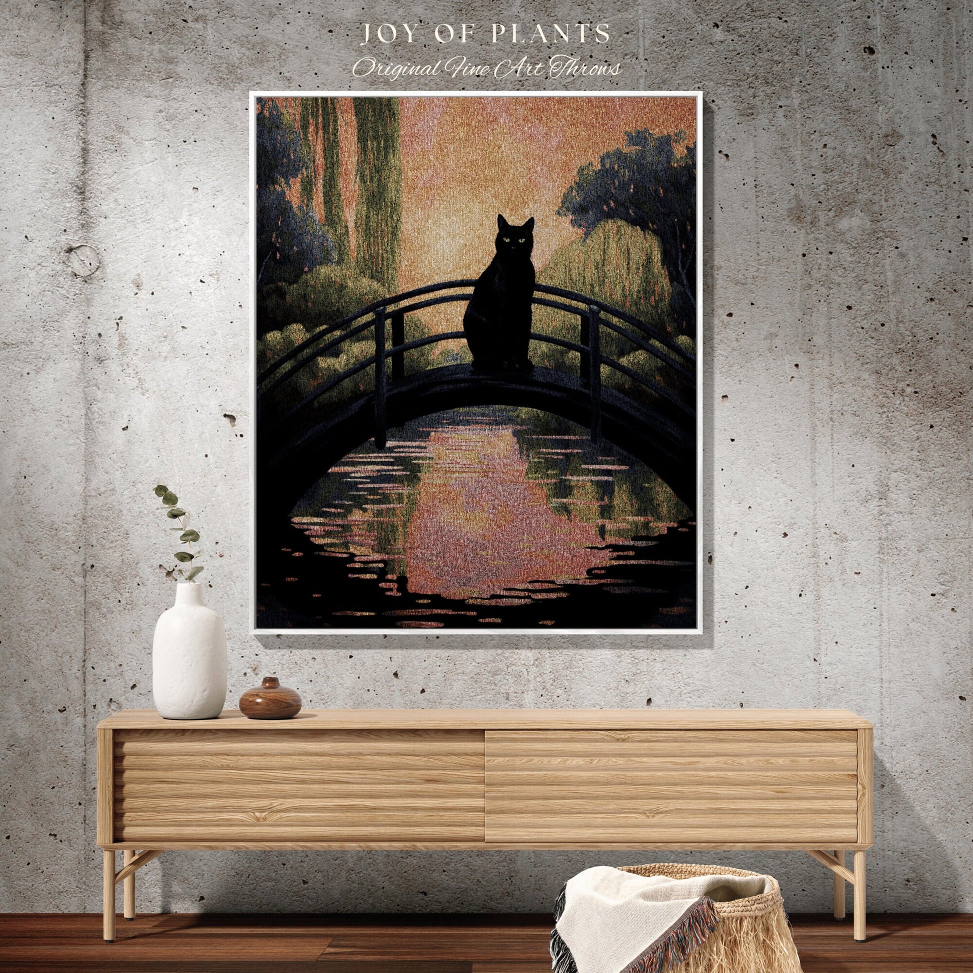 Fine Art Tapestry Black Cat Blanket Monet Painting Decor Tapestry Black Cat Woven Blanket | Water Lilies Tapestry Claude Monet Painting |