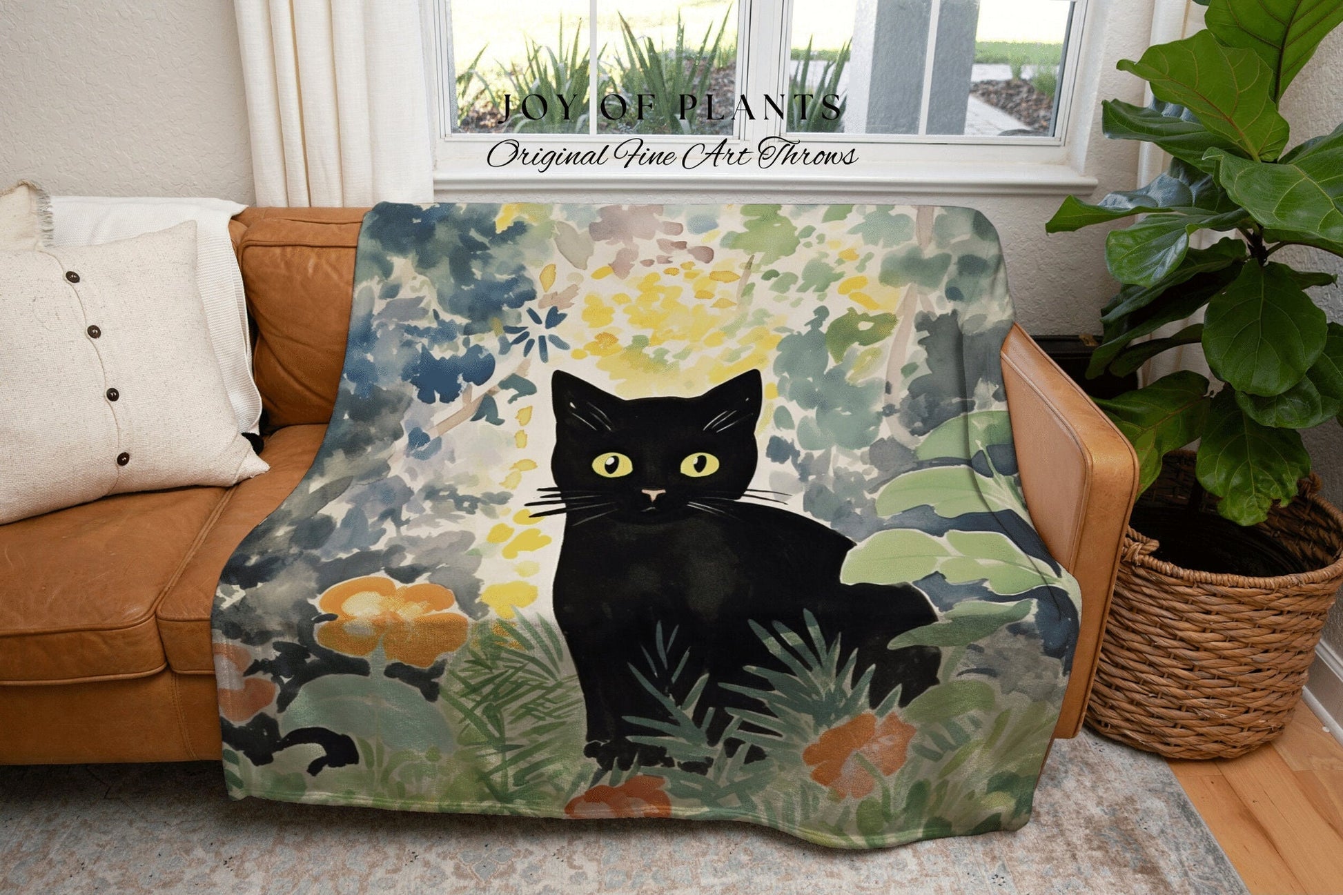 Pastel Goth Botanical Tapestry Black Cat Art Halloween Decor Tapestry Black Cat Woven Blanket | Spooky Cat Decor Dark Pastel Goth Tapestry |