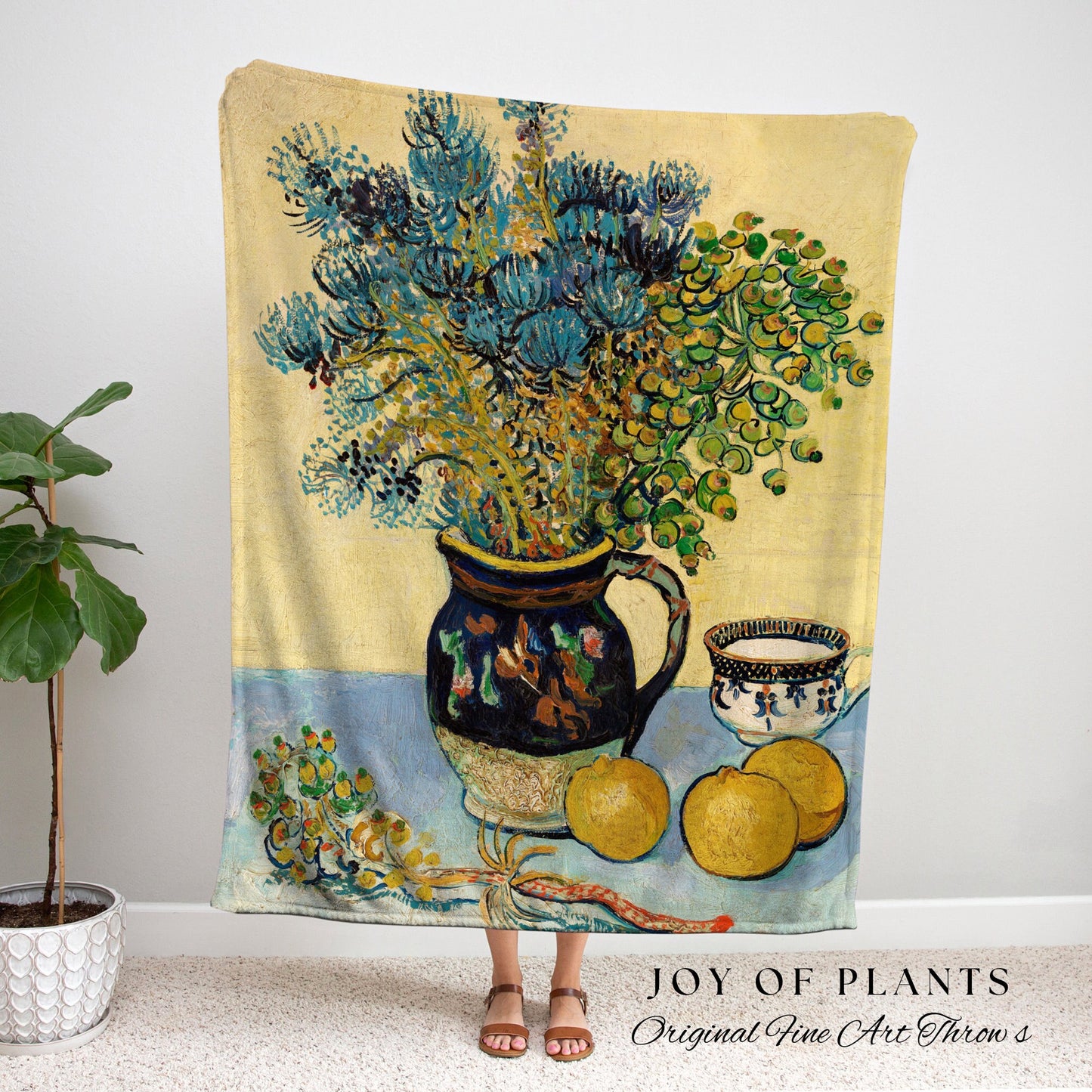 Wildflower Woven Throw Blanket | Van Gogh Painting Tapestry Aesthetic | Nature Woven Blanket | Art Teacher Gift | Custom Painting Blanket |