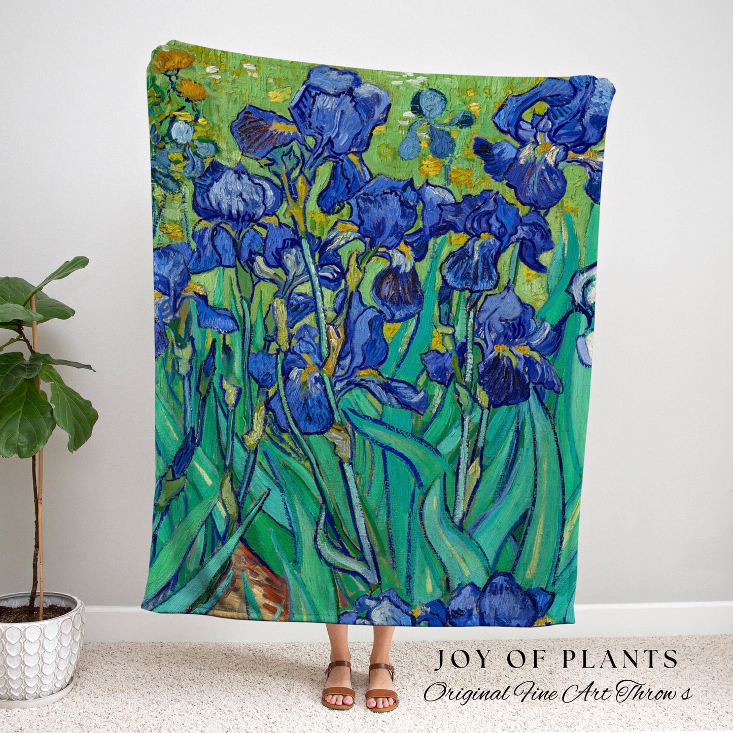 Van Gogh Irises Painting Woven Throw Blanket | Famous Art Tapestry Aesthetic | Nature Woven Blanket | Art Teacher Gift | Custom Blanket Gift