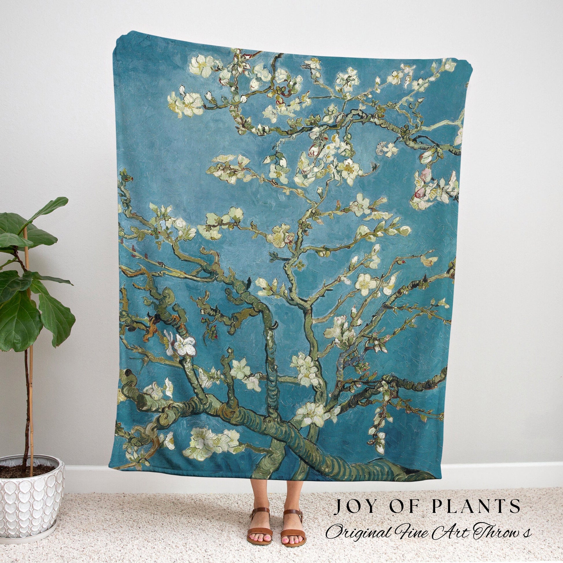 Almond Blossoms Woven Tapestry | Dark Academia Woven Throw Blanket | Famous Art Woven Blanket | Art Teacher Gift | Custom Painting Blanket |