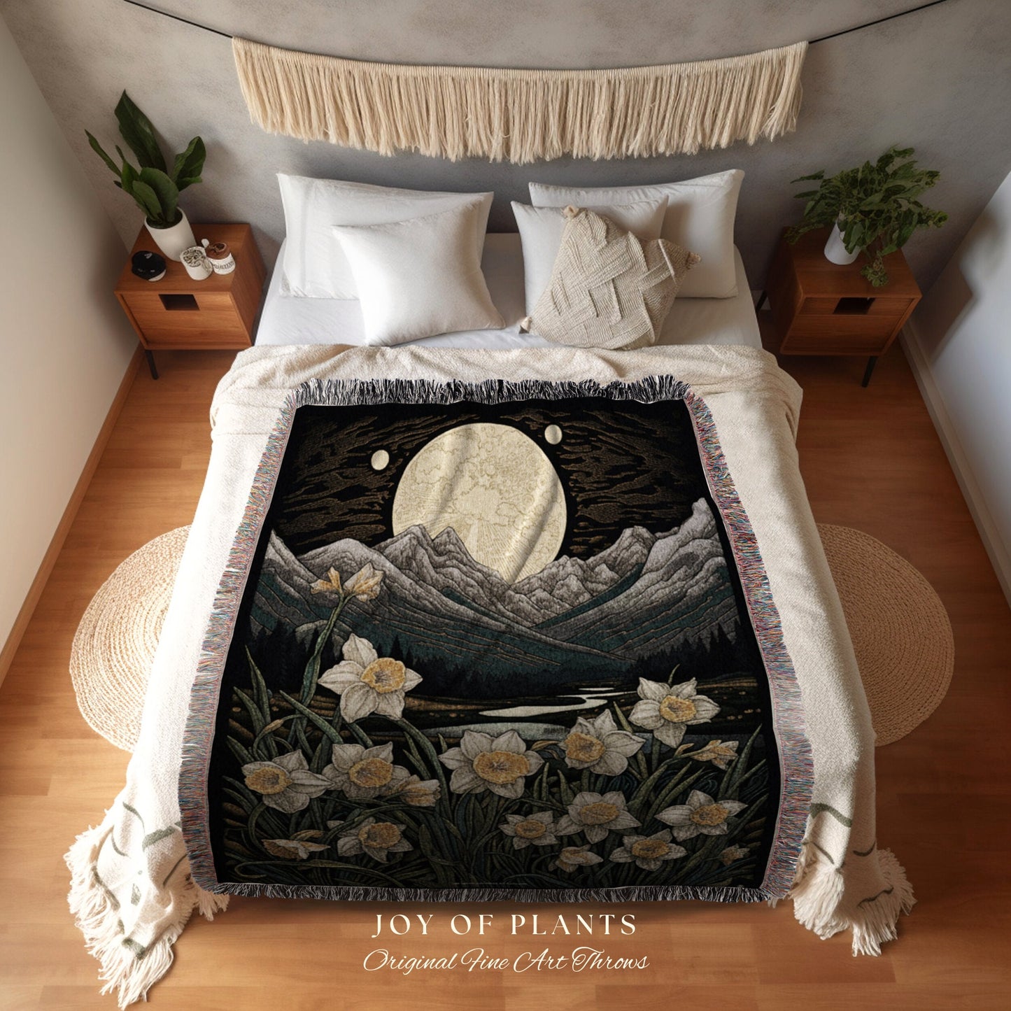 Narcissus Birth Flower Custom December Birthday Gift | Woven Blanket Personalized Birth Month Flower Art | Narcissus Birth Flower December |