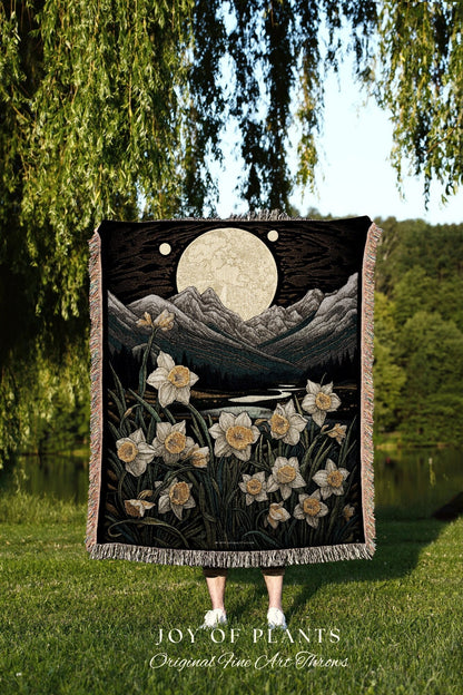 Narcissus Birth Flower Custom December Birthday Gift | Woven Blanket Personalized Birth Month Flower Art | Narcissus Birth Flower December |