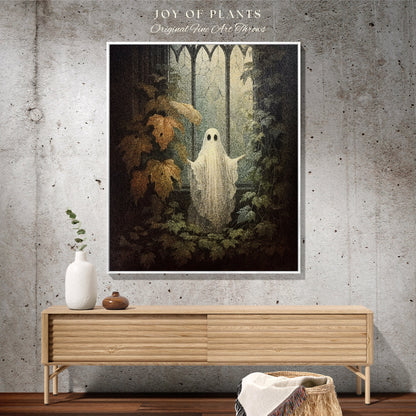 Gothic Ghost Art Tapestry Woven Throw Blanket | Spooky Ghost Blanket Dark Academia Decor Bedroom Whimsigoth Tapestry Woven Art Blanket Woven