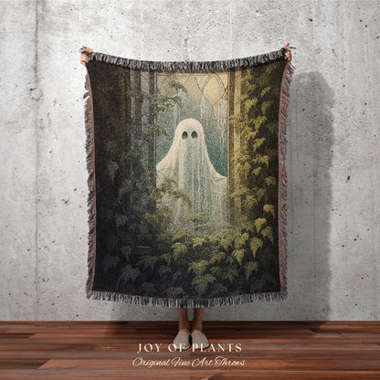 Vintage Ghost Tapestry Woven | Macabre Home Decor Blanket Dark Academia Decor Bedroom Whimsigoth Tapestry Woven Art Ghost Painting Blanket |