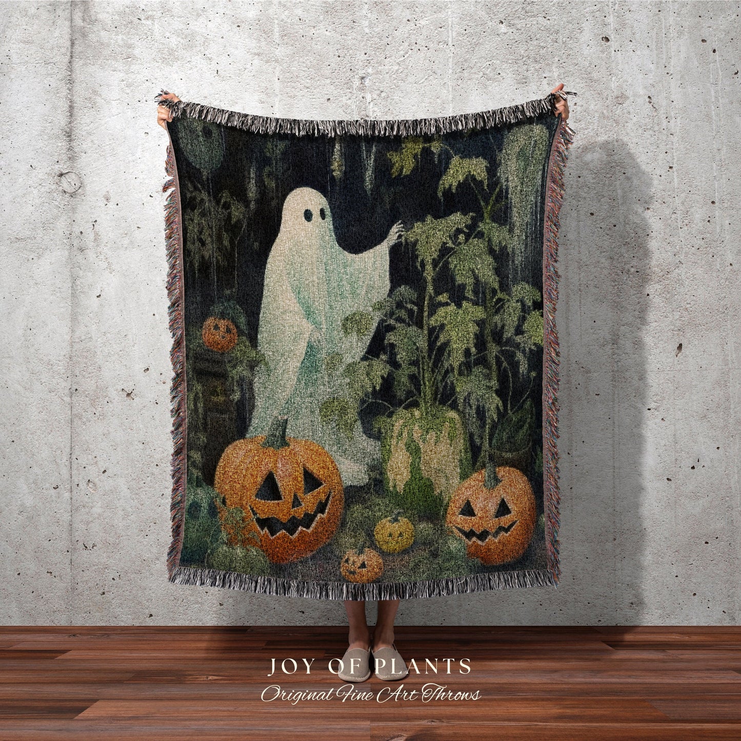 Vintage Halloween Art Tapestry Woven Throw Blanket | Macabre Home Decor Blanket Dark Academia Decor Bedroom Whimsigoth Decor Vintage Occult