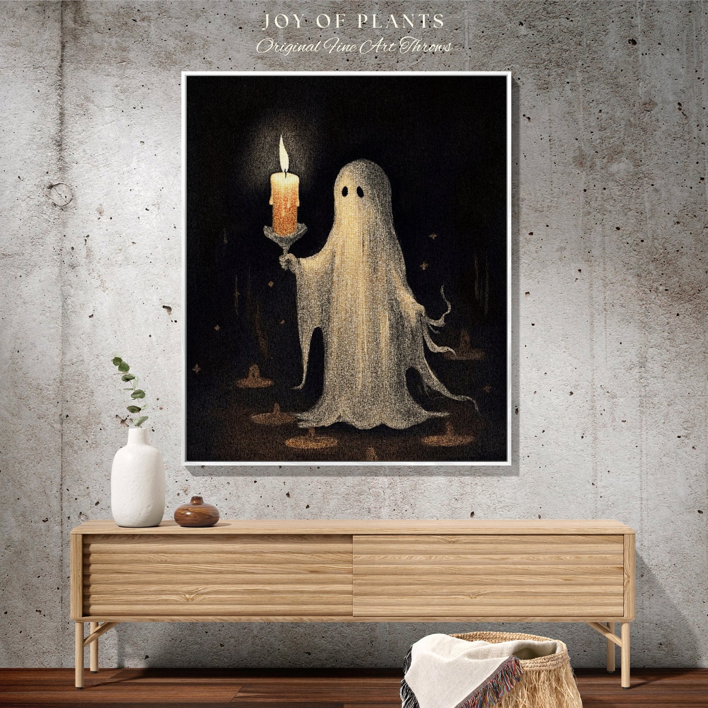 Cute Ghost Art Tapestry Woven Throw Blanket | Macabre Home Decor Blanket Halloween Decor Bedroom Whimsigoth Tapestry Woven Art Blanket Woven