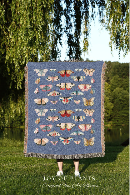 Aesthetic Butterfly Bedding | Vintage Moth Tapestry Celestial Woodland | Butterfly Tapestry Woven Blanket Pastel | Fairycore Decor Butterfly