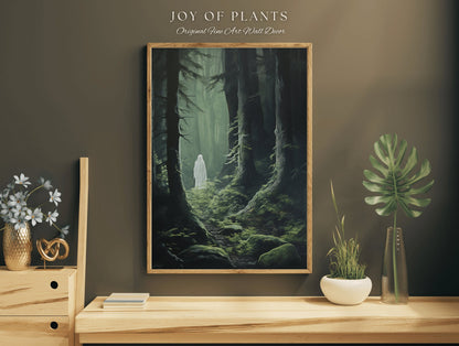 Moody Landscape Mossy Forest Ghost Painting Spooky Wall Art | Printable Wall Art Digital Download | Dark Cottagecore Decor Gothic Ghost Art