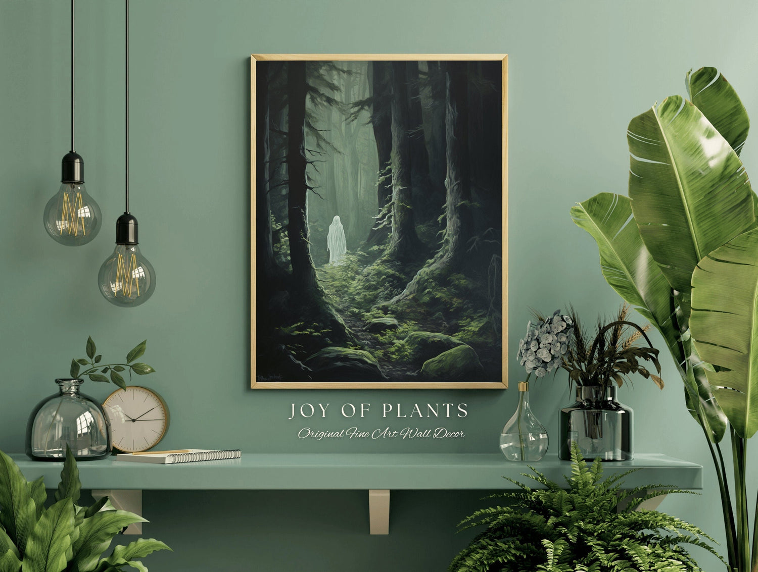 Moody Landscape Mossy Forest Ghost Painting Spooky Wall Art | Printable Wall Art Digital Download | Dark Cottagecore Decor Gothic Ghost Art