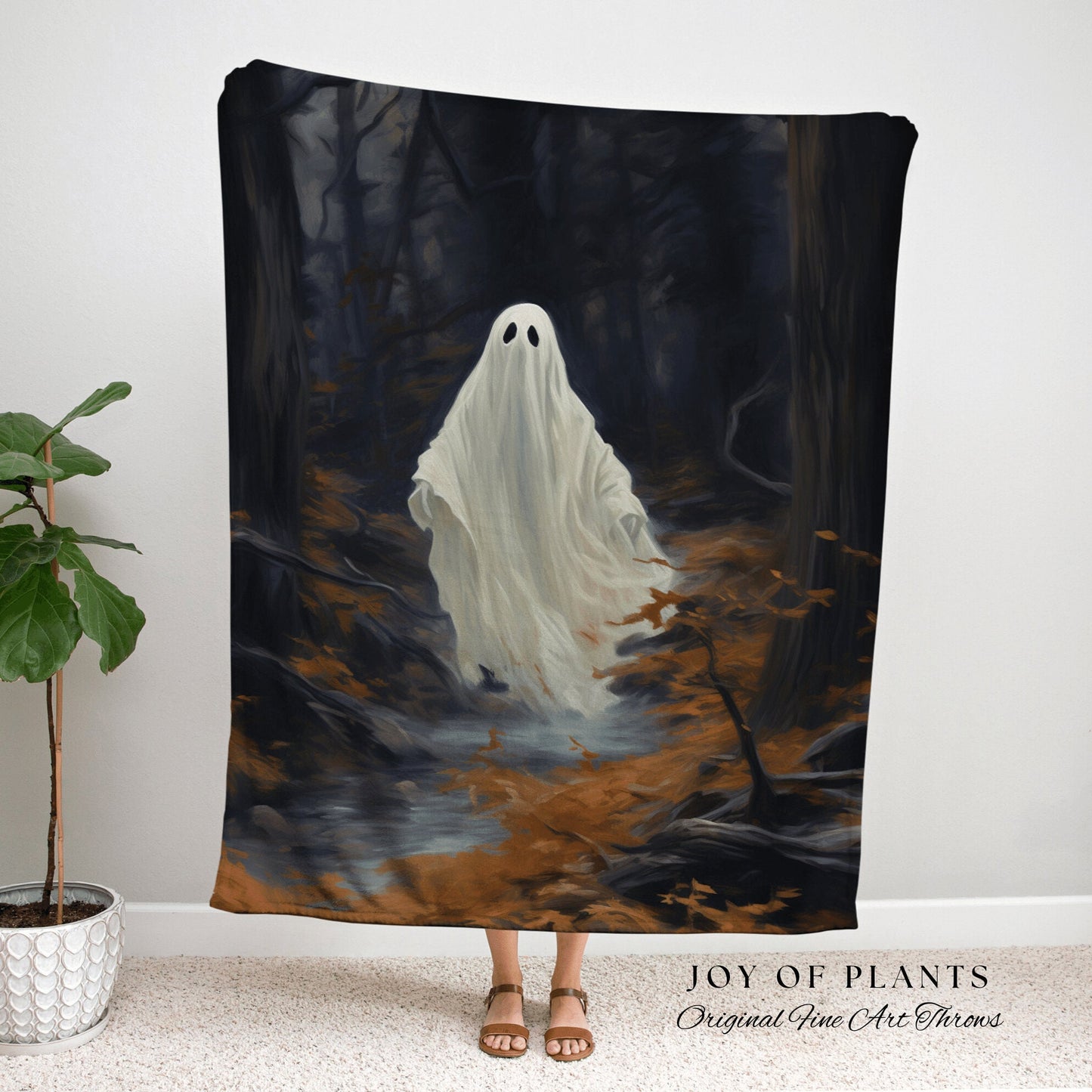 Dark Academia Room Decor Ghost Blanket Woven Throw | Macabre Wall Art Occult Decor Spooky Ghost Tapestry Gothic Gift Dark Cottagecore Decor