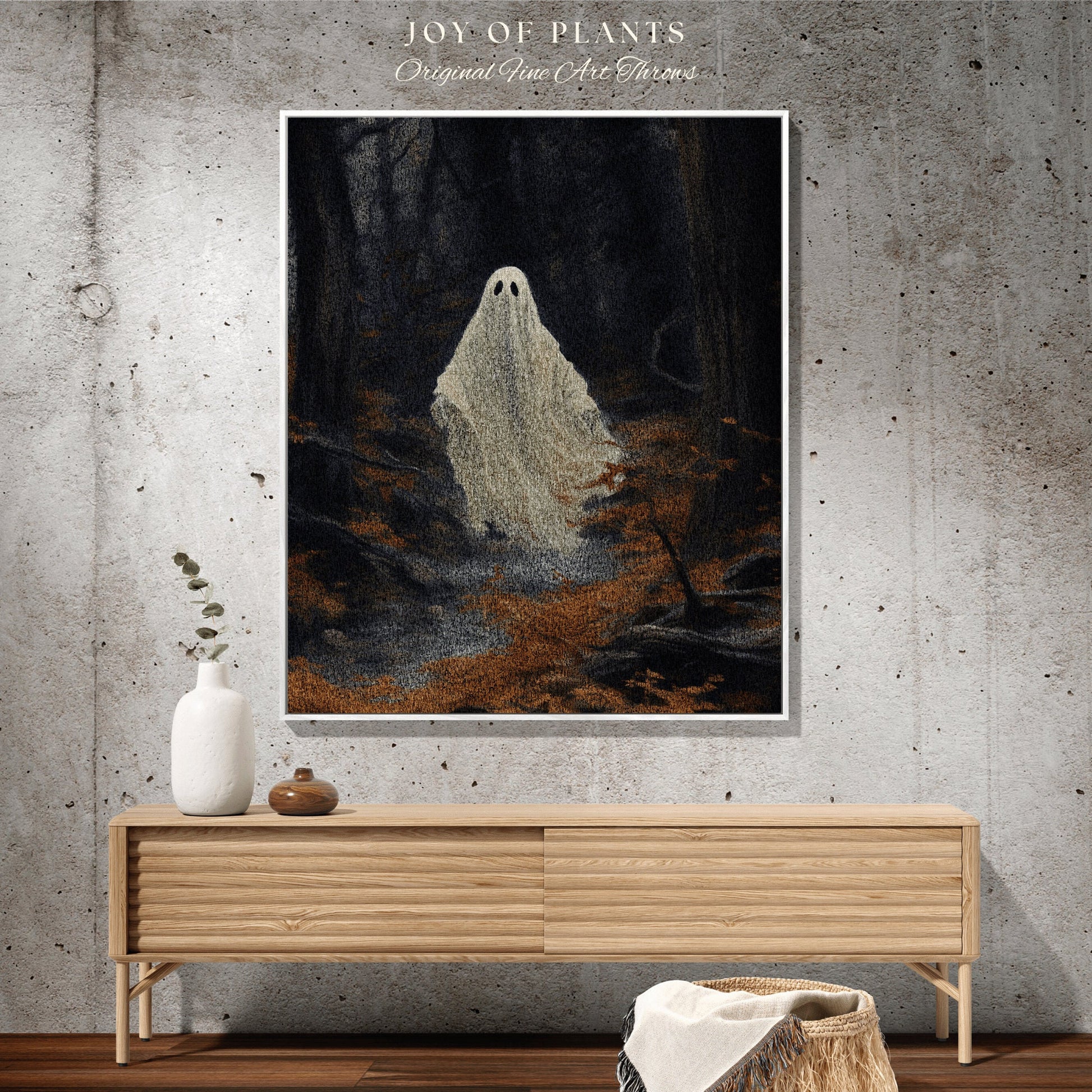 Dark Academia Room Decor Ghost Blanket Woven Throw | Macabre Wall Art Occult Decor Spooky Ghost Tapestry Gothic Gift Dark Cottagecore Decor