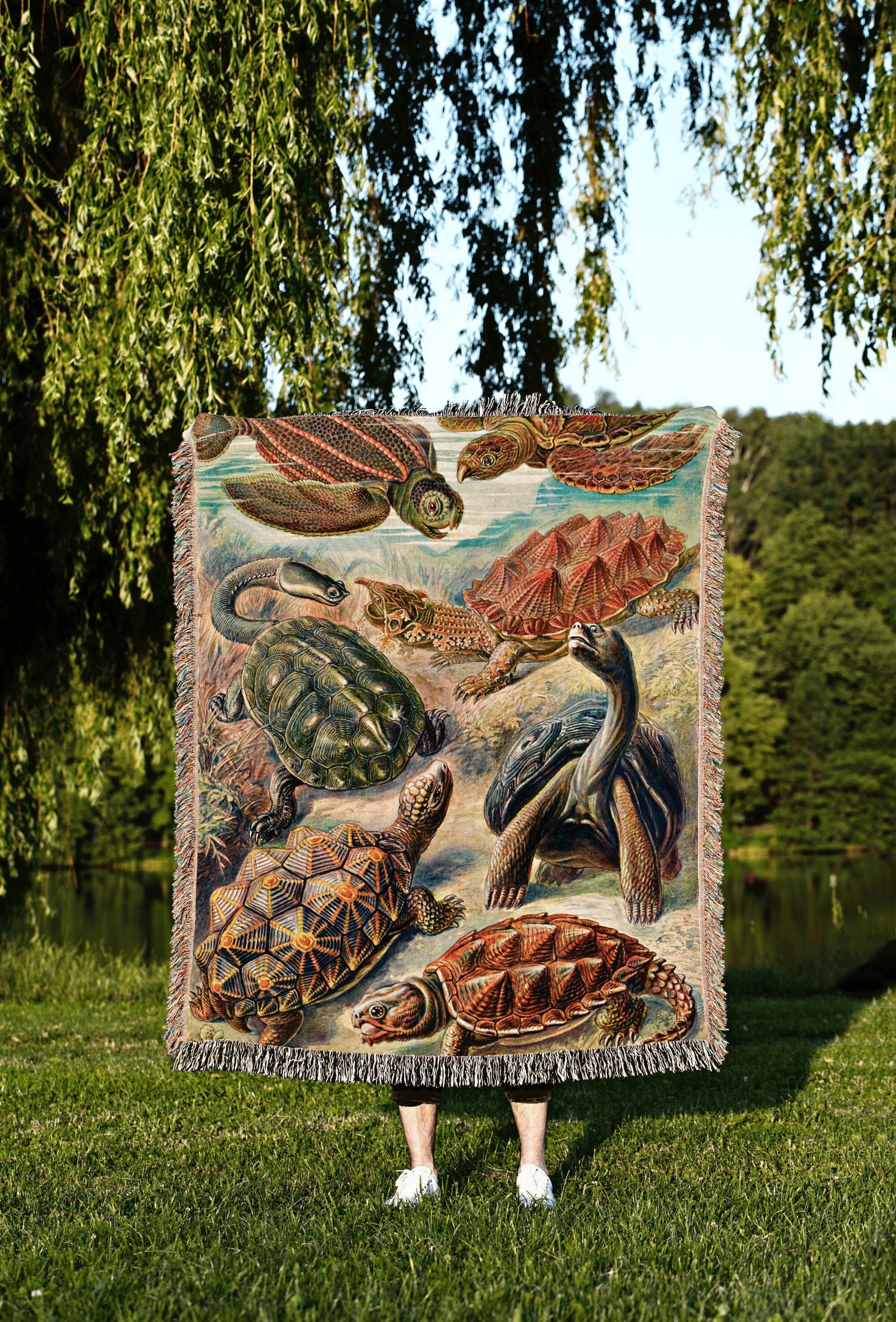 Ernst Haeckel Nautical Tapestry | Sea Turtle Fabric Woven Tapestry Blanket | Vintage Nautical Decor Woven Throw Blanket | Ernst Haeckel Art